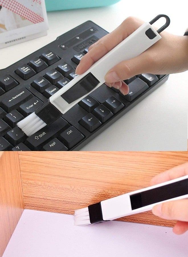 MEZON فرشاة تنظيف النوافذ البلاستيكية من ميزون، فرشاة متعددة الوظائف 2 في 1 لتنظيف فتحات النوافذ مع جاروف، فرشاة تنظيف لإزالة الغبار من زوايا أدراج لوحة المفاتيح وخزائن الملابس (أسود-أبيض) (1) - Image 4